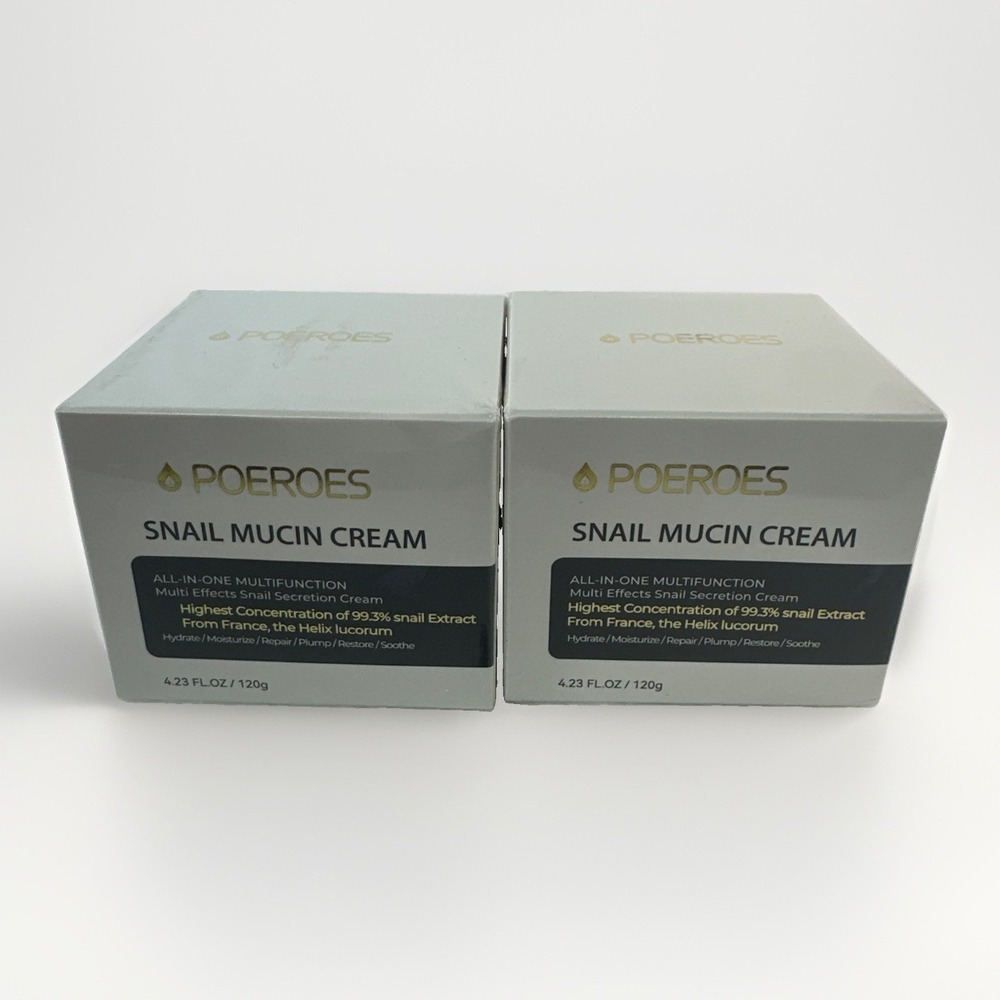 2-Pack POEROES Snail Mucin Cream 99.3% Snail Extract 4.23 fl oz 120g New